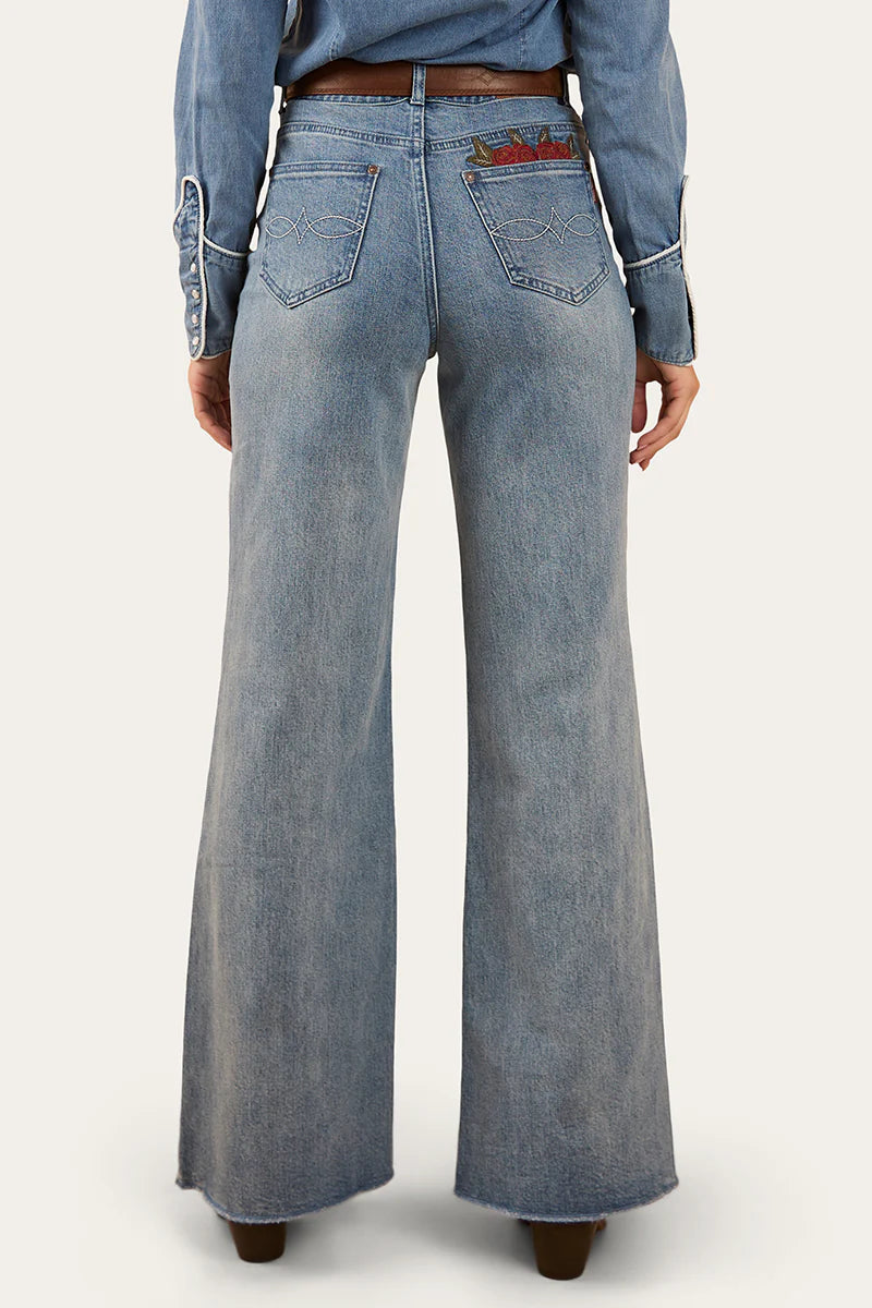 Ringers Western Womens Visalia Rose Wide Leg Jean - Light Wash Blue
