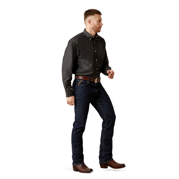 Ariat Men's Wrinkle Free Pinpoint Oxford Shirt - Black