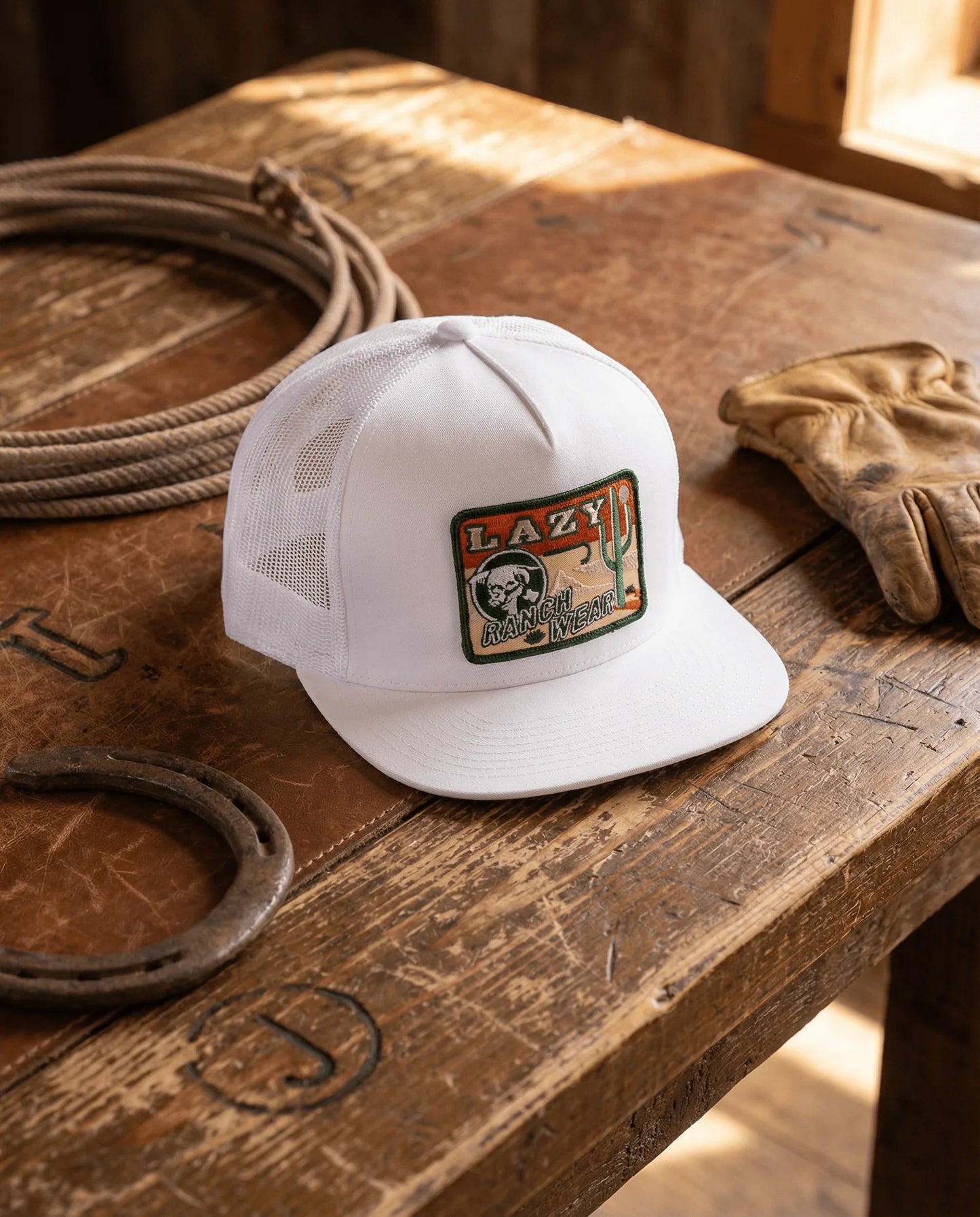 Lazy J Ranch White Big Bend Classic Five Panel Trucker Hat