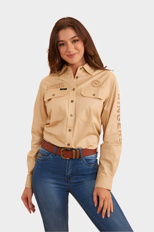 Ringers Western Women's Signature Jillaroo Full Button Work Shirt (Sand)