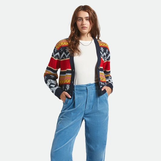 Brixton Winter Racing Cardigan - Multi Racing Stripe