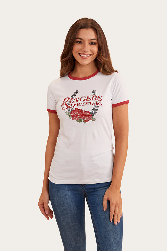 Ringers Western Ramblin Rose Ringer T-Shirt (White)