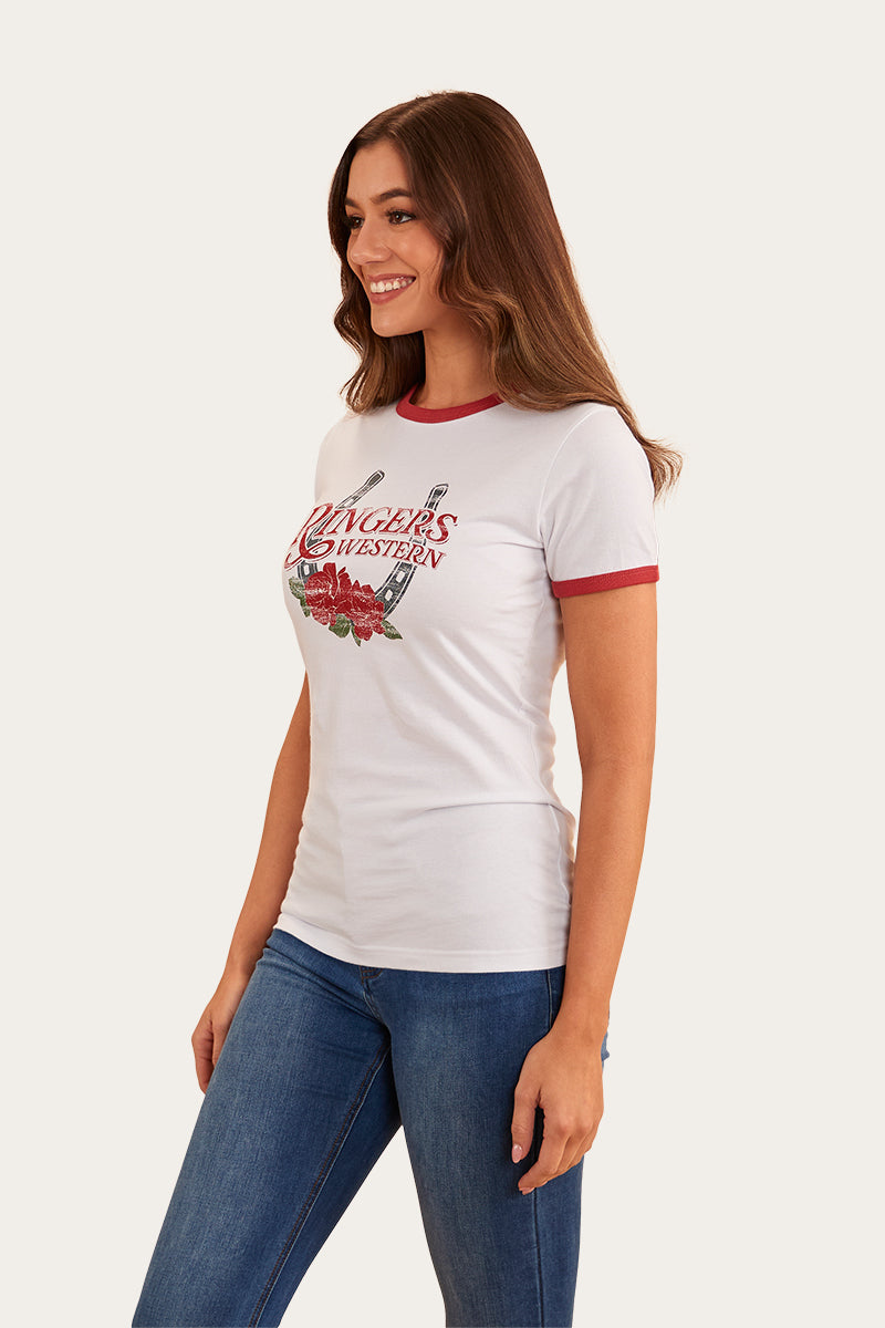 Ringers Western Ramblin Rose Ringer T-Shirt (White)