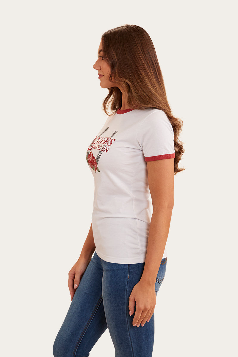 Ringers Western Ramblin Rose Ringer T-Shirt (White)