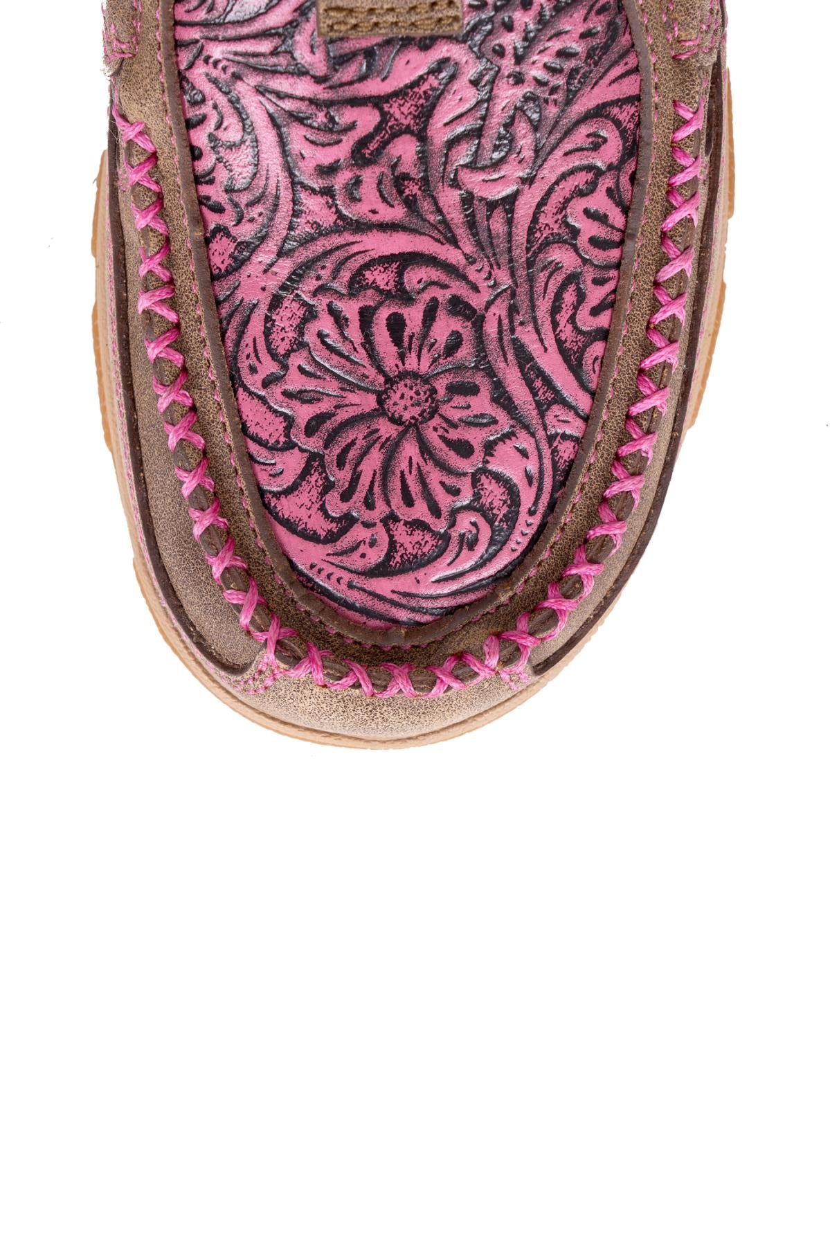 Twisted X Women's Tooled Pink Cellstretch Mocs Slip On