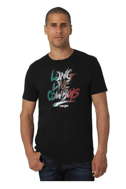 Wrangler Men's Short Sleeve Long Live Mexico T-Shirt - Black (CLEARANCE)