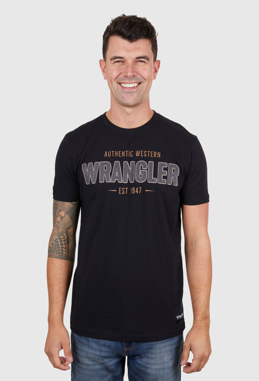 WRANGLER MENS AARON S/S TEE (BLACK)