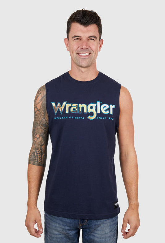 WRANGLER MENS NICO MUSCLE TANK (NAVY)