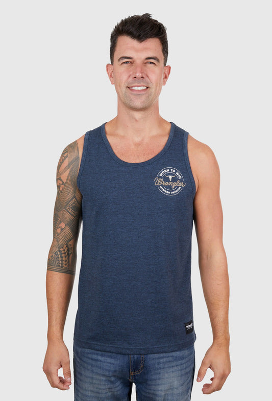 WRANGLER MENS ZANE SINGLET (NAVY MARLE)