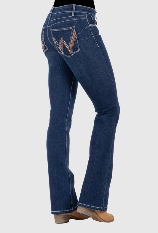 WRANGLER WOMENS AMELIA Q-BABY BOOTY UP (INDIGO) 34LEG