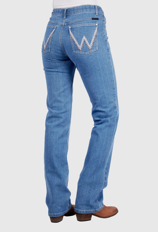 WRANGLER WOMENS AUSTIN JEAN Q-BABY (FADED BLUE) 34"LEG