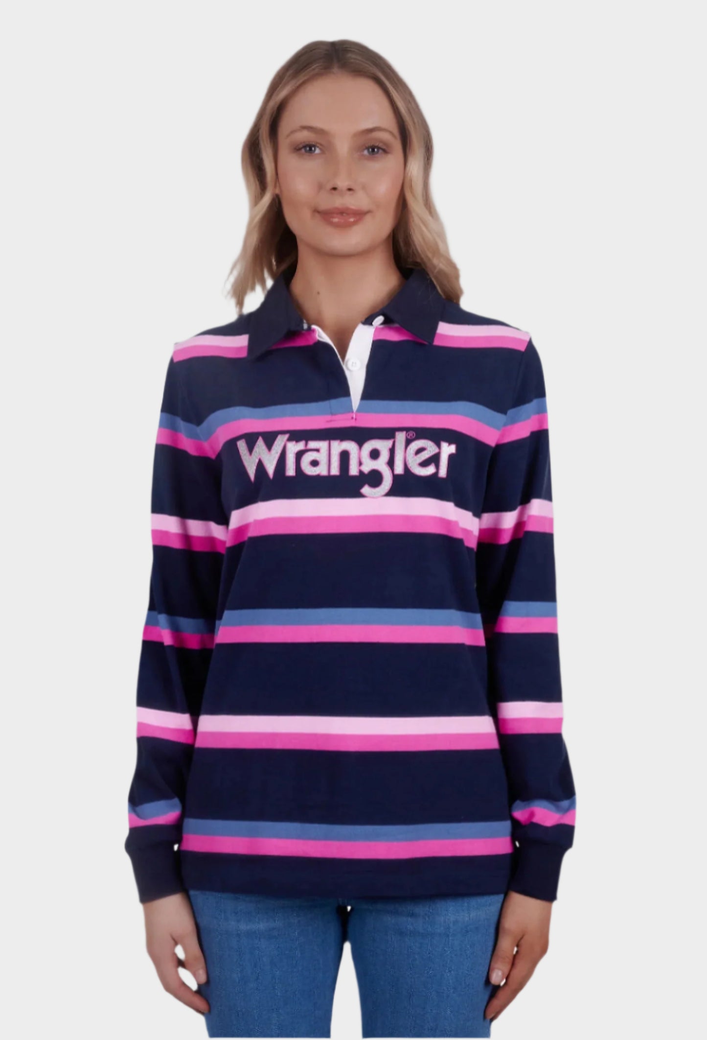 WRANGLER WOMENS JADA RUGBY (NAVY/PINK)