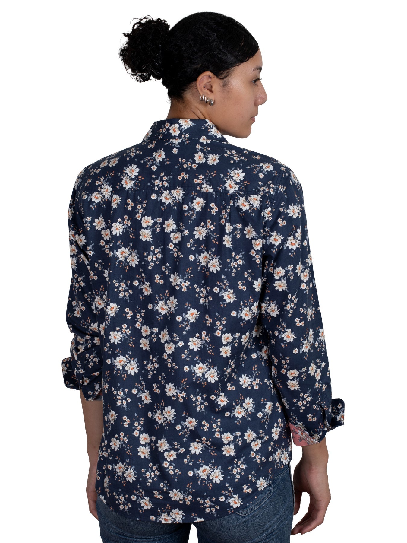 Just Country Women's Georgie Half Button Work Shirt - Midnight Navy Magnolia