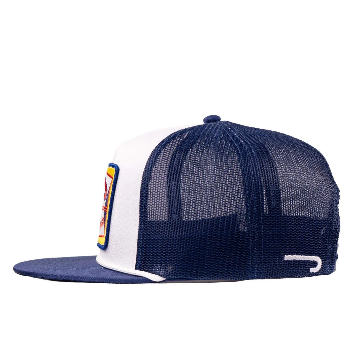 Lazy J Ranch White & Navy Feed Wagon Classic Rope Trucker Hat