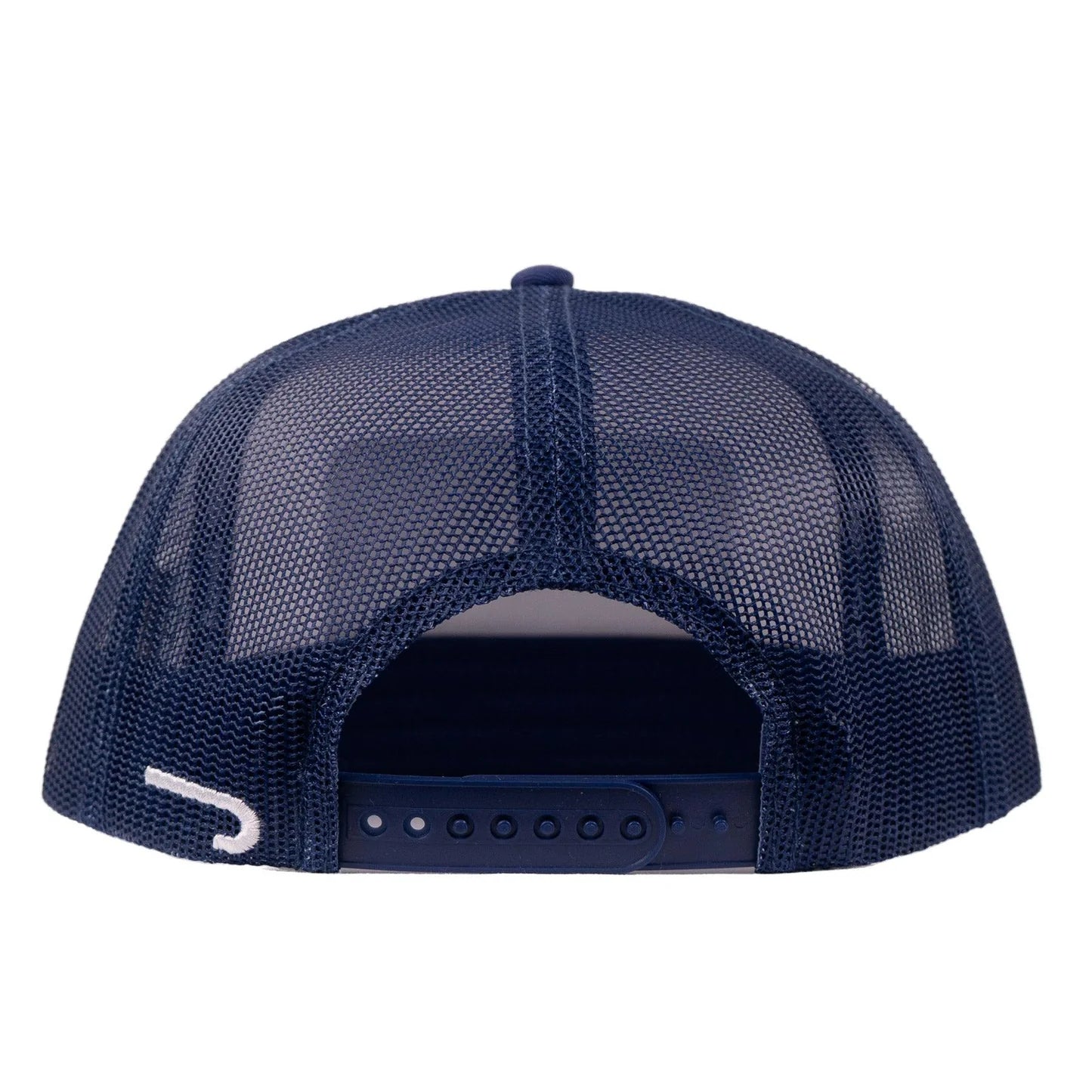 Lazy J Ranch White & Navy Feed Wagon Classic Rope Trucker Hat