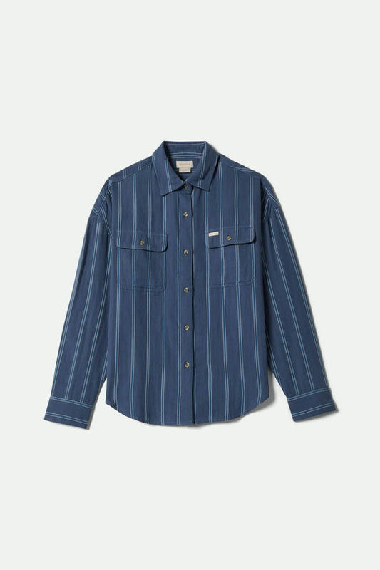 Brixton Women's Wandering Overshirt - Berring Sea/White