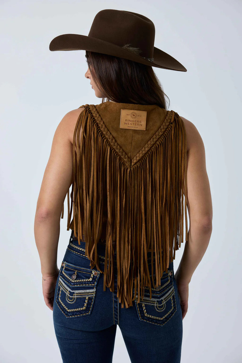 Ringers Western Womens Wanderlust Faux Suede Fringe Vest - Copper