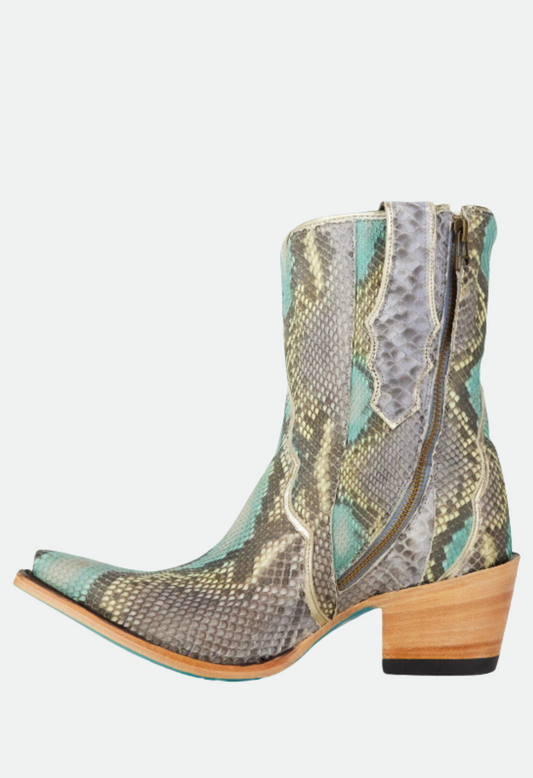 Lane Vickson Exotic Blue Python Watercolor Leather Boots