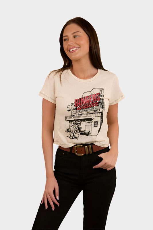 Ringers Western Womens We're Free Shrunken T-Shirt - Off White