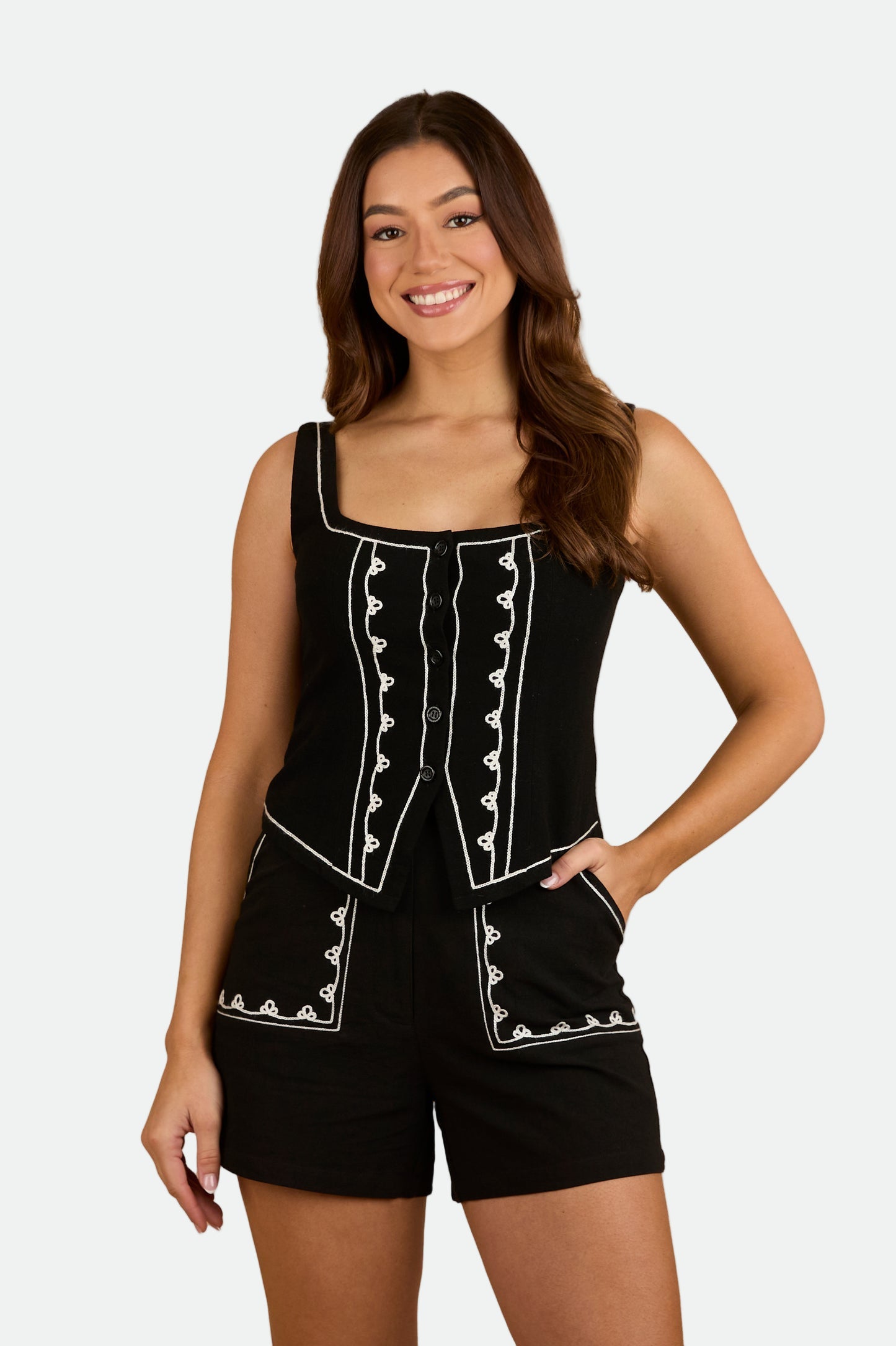 Ringers Western Westley Embroidered Fashion Top - Black