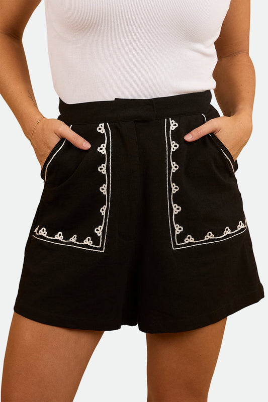 Ringers Western Westley Embroidered Short - Black