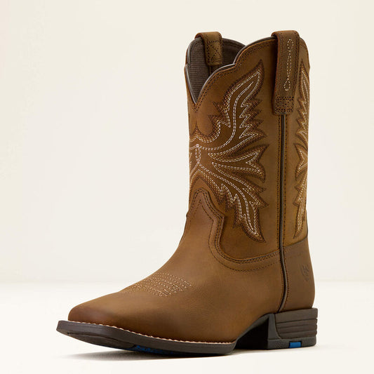 Ariat Kid's Westwood Wide Square Toe Western Boot - Distressed Brown
