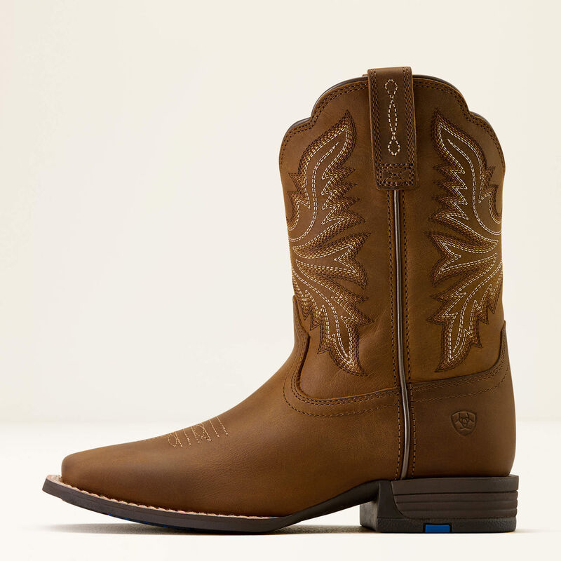 Ariat Kid's Westwood Wide Square Toe Western Boot - Distressed Brown