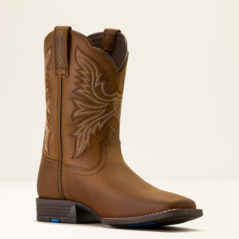 Ariat Kid's Westwood Wide Square Toe Western Boot - Distressed Brown