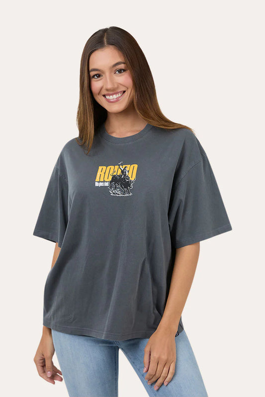 Ringers Western Womens Who Gives A Buck Oversized T-Shirt - Washed Black