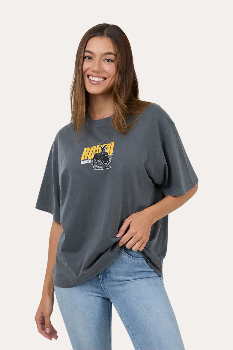 Ringers Western Womens Who Gives A Buck Oversized T-Shirt - Washed Black
