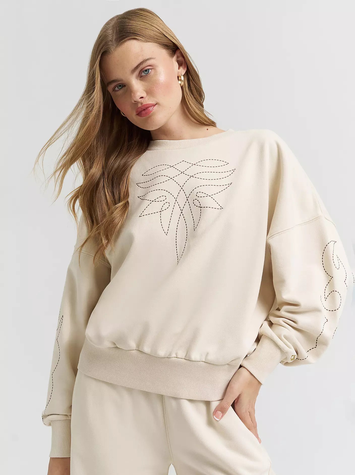 Wrangler® Lainey Wilson Cowboy Sweatshirt - Cocoa Creme