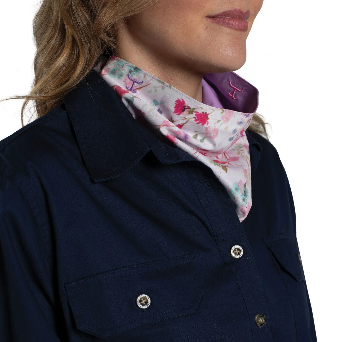 Just Country Women's Carlee Double Sided Scarf Orchid / White  Wildflowers