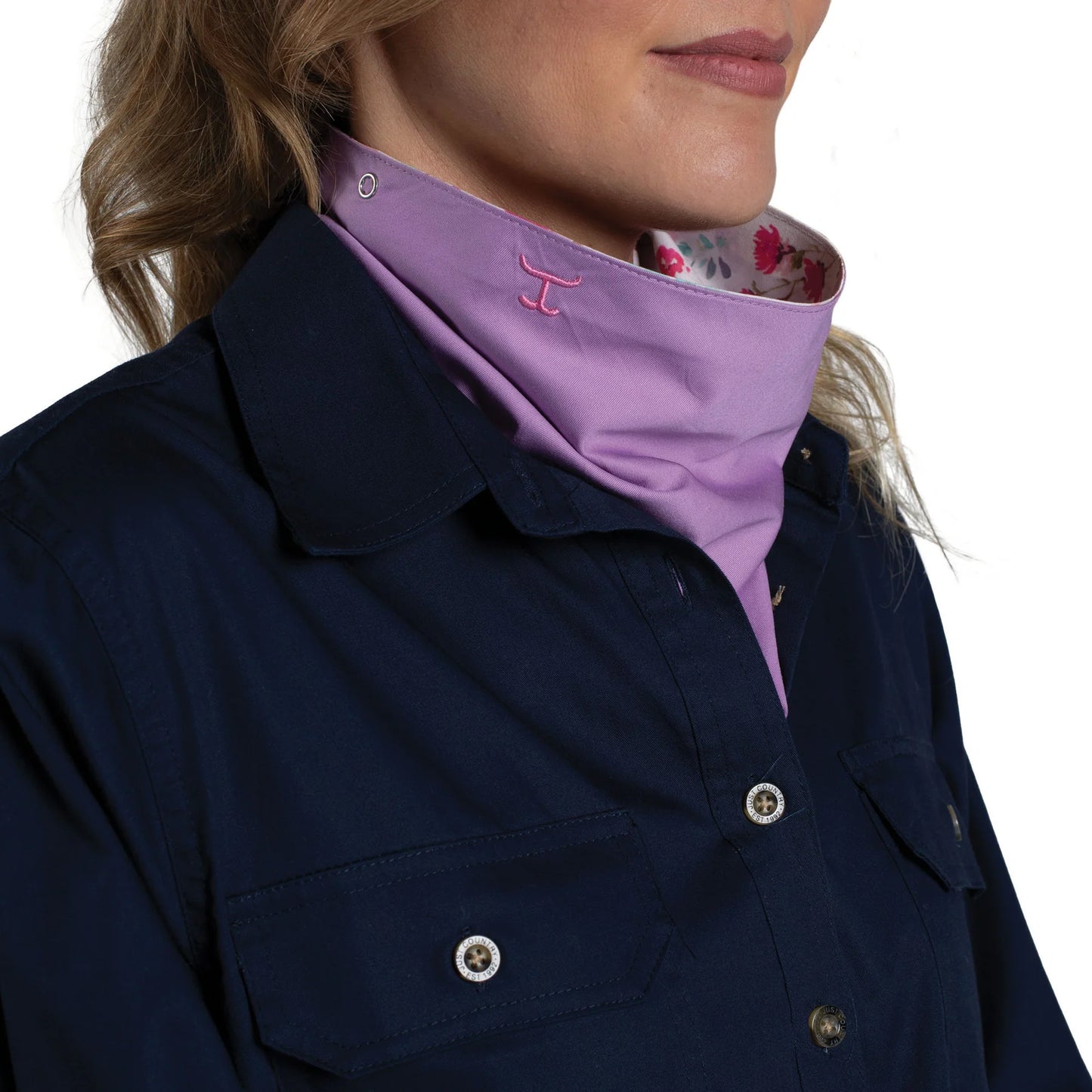 Just Country Women's Carlee Double Sided Scarf Orchid / White  Wildflowers