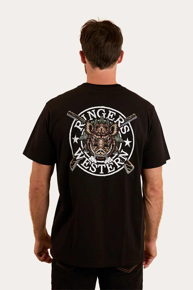 Ringers Western Mens Wild Boar Loose Fit T-Shirt - Black
