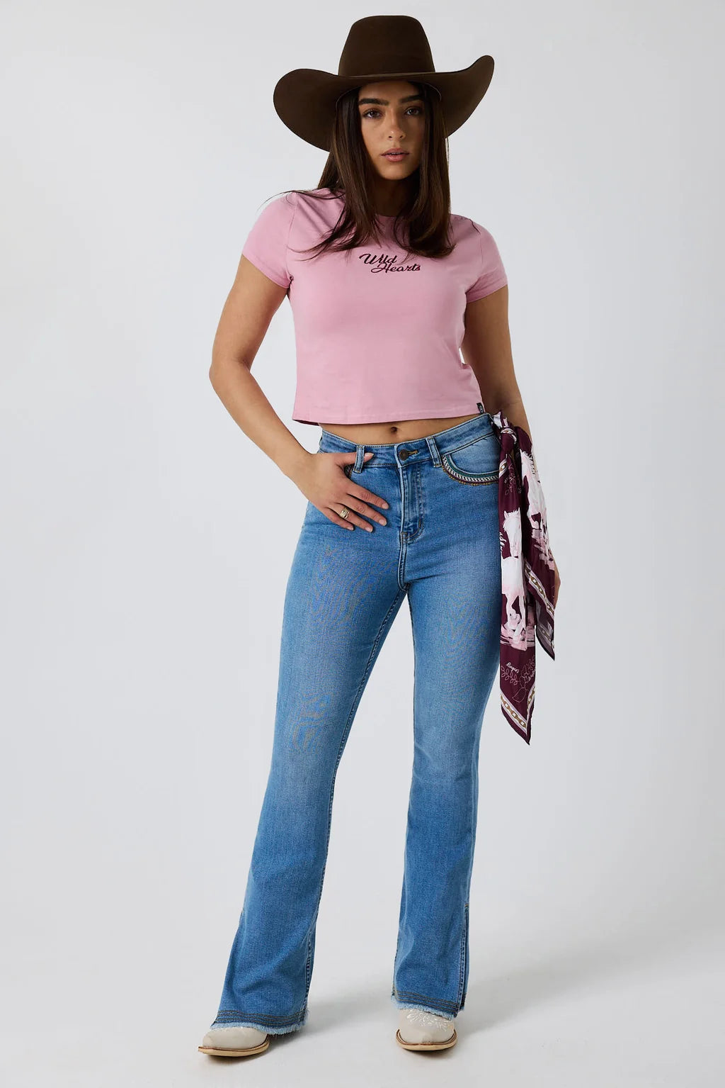 Ringers Western Womens Wild Heart Baby T-Shirt - Dusty Pink