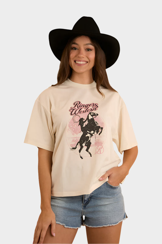 Ringers Western Womens Wild Ride Oversized T-Shirt - Off White