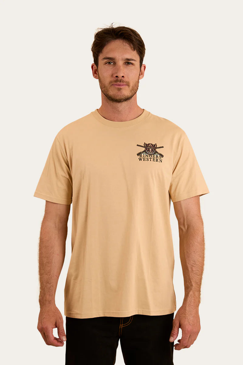 Ringers Western Mens Wild Boar Loose Fit T-Shirt - Dark Sand