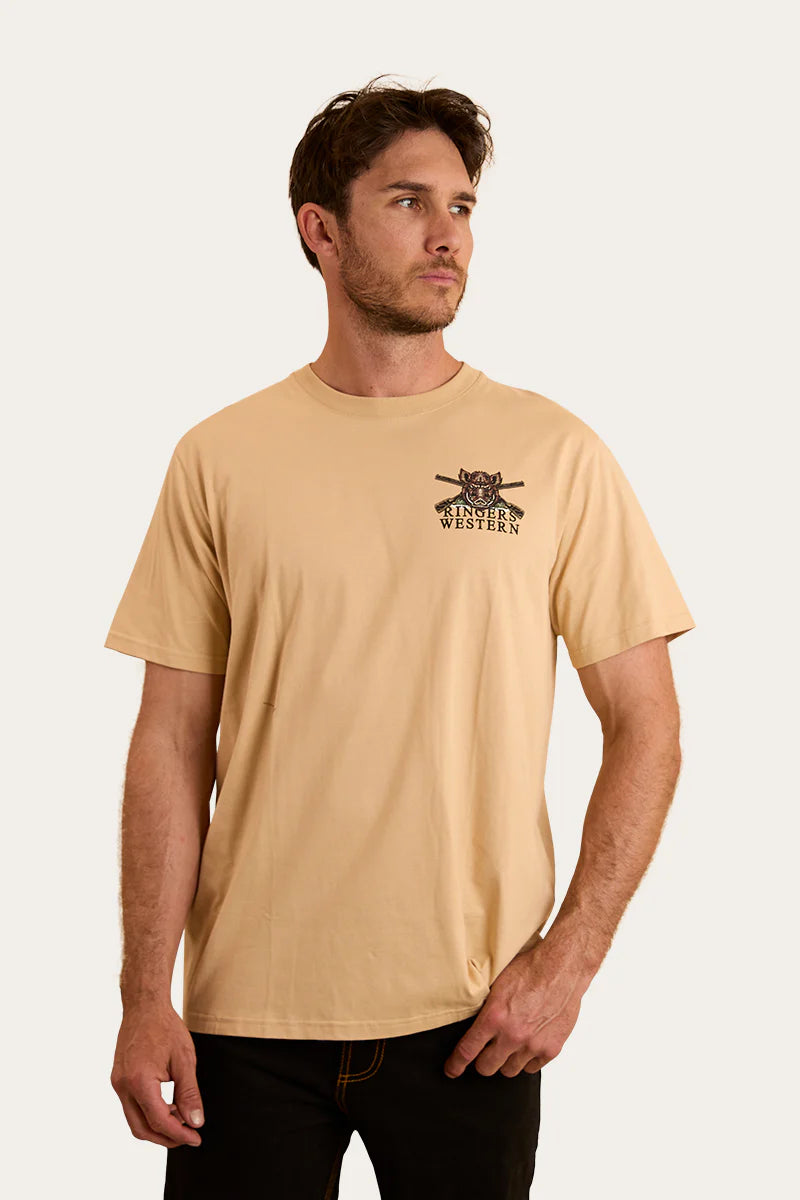 Ringers Western Mens Wild Boar Loose Fit T-Shirt - Dark Sand