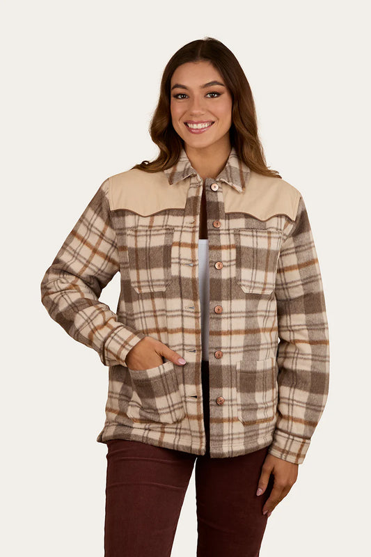 Ringers Western Women's Wildwood Western Check Jacket - Off White/Brown