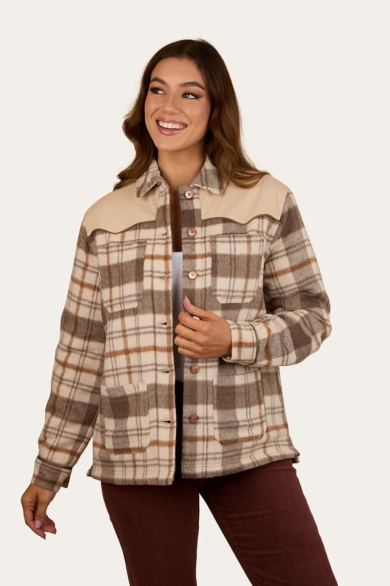 Ringers Western Women's Wildwood Western Check Jacket - Off White/Brown