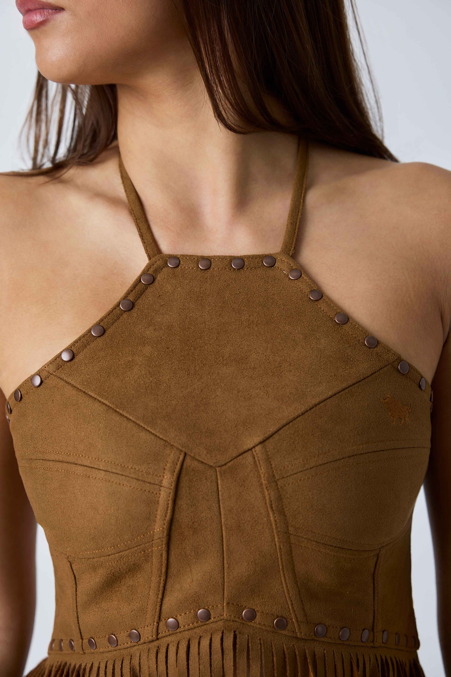 Ringers Western Womens Willow Faux Suede Halter Top - Copper