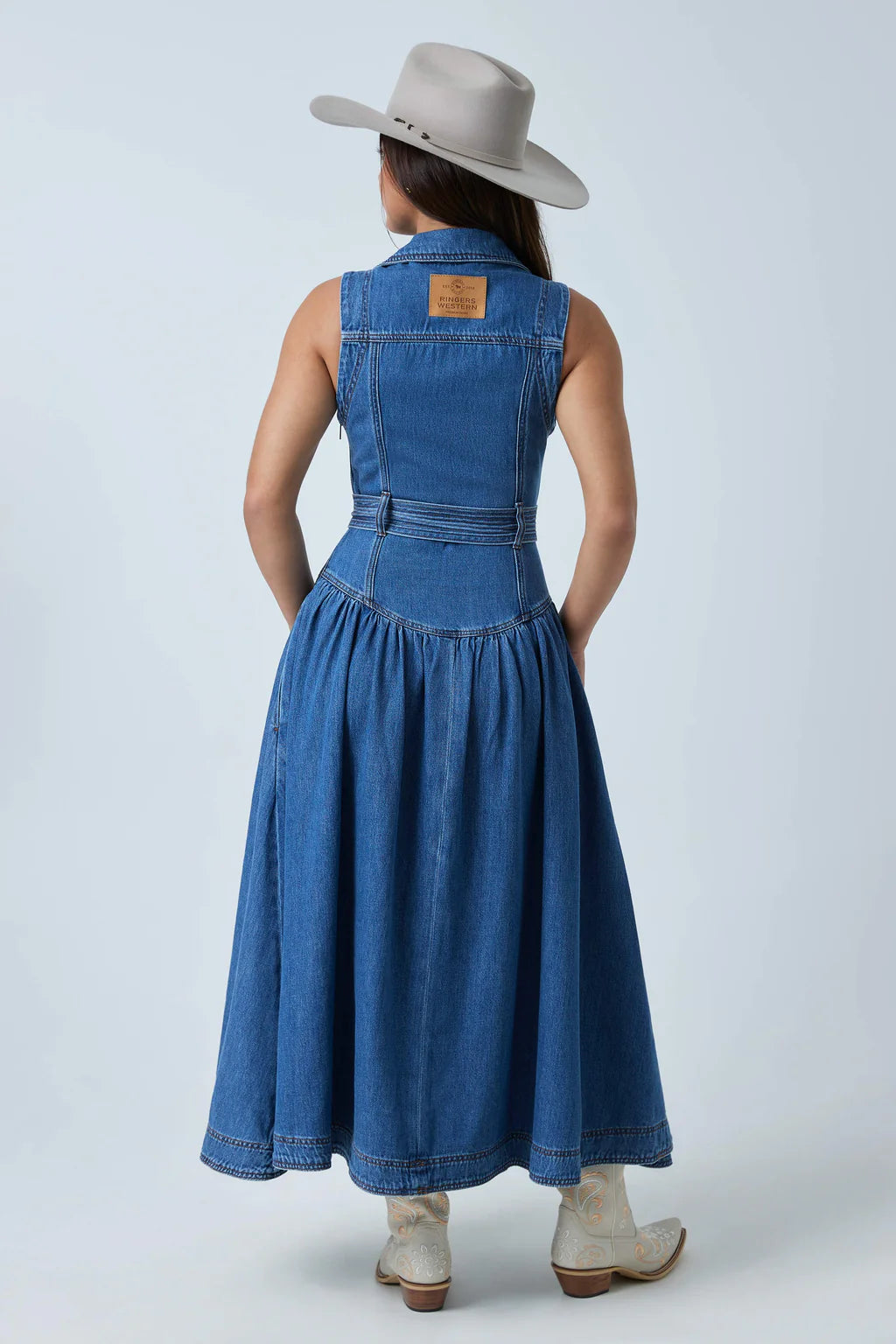 Ringers Western Women's Winona Lace Front Midi Dress - Mid Blue