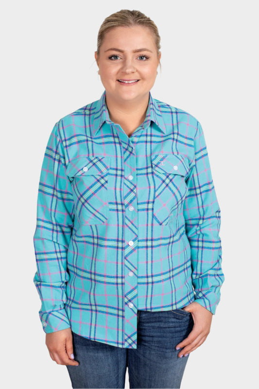 Just Country Women's Brooke Flannel Full Button - Turquoise