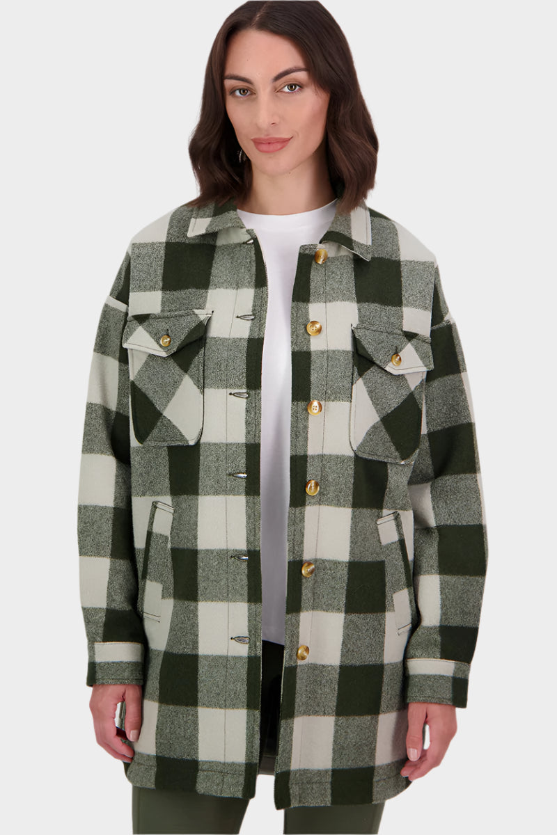 Swanndri Women's Anchorage Longline Jacket - Limestone Check