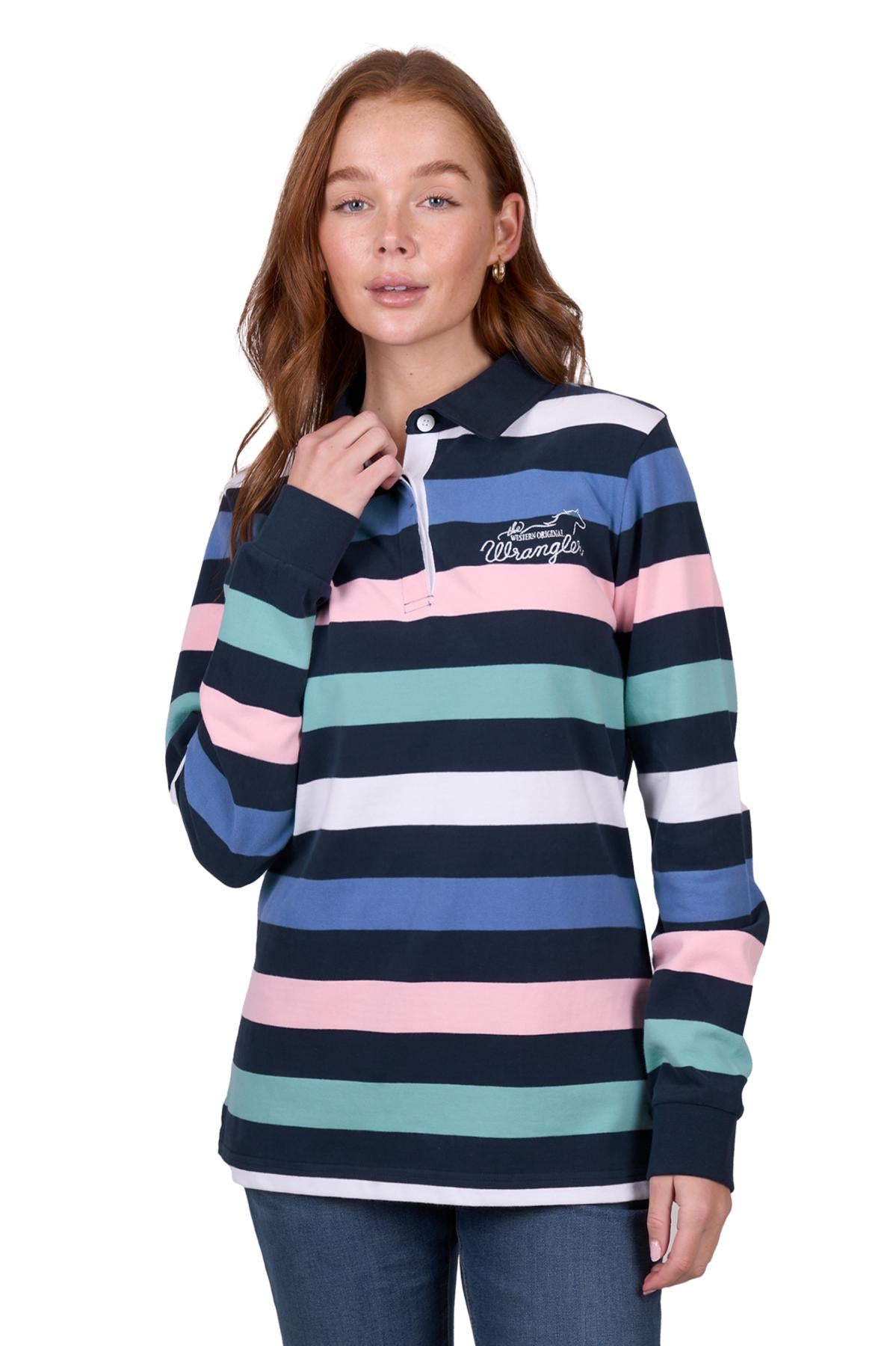 Wrangler Women’s Camden Stripe Rugby - NAVY/MULTI