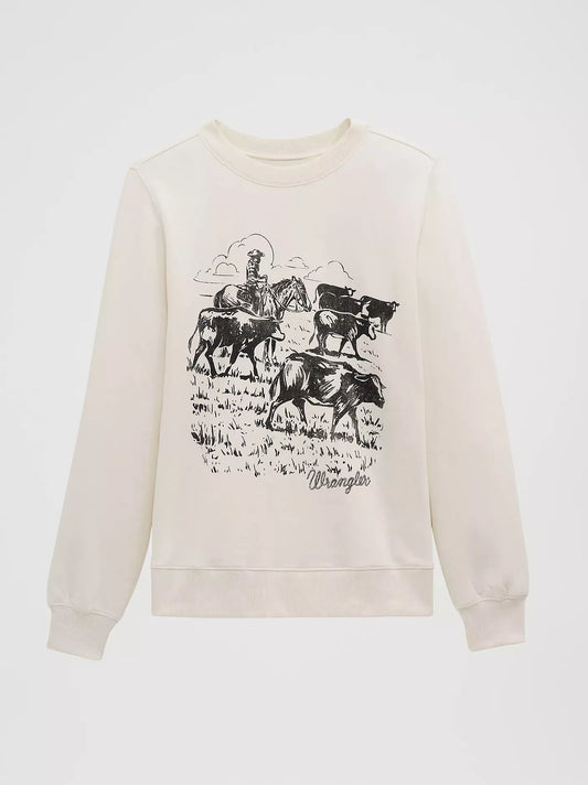 Wrangler Women's Cattle Drive Graphic Fleece Reg Pullover