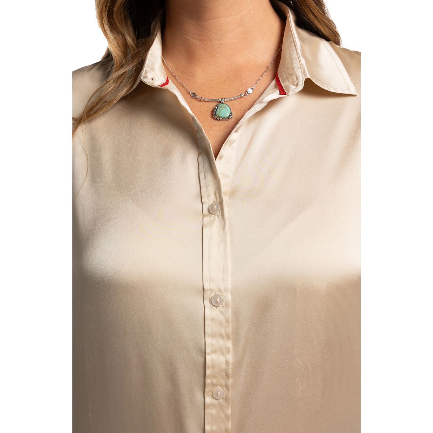 Justin Women's Dolman Satin Button Down - Birch