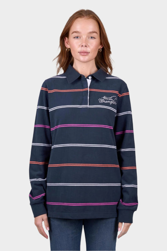 Wrangler Women’s Faith Stripe Rugby - NAVY/MULTI