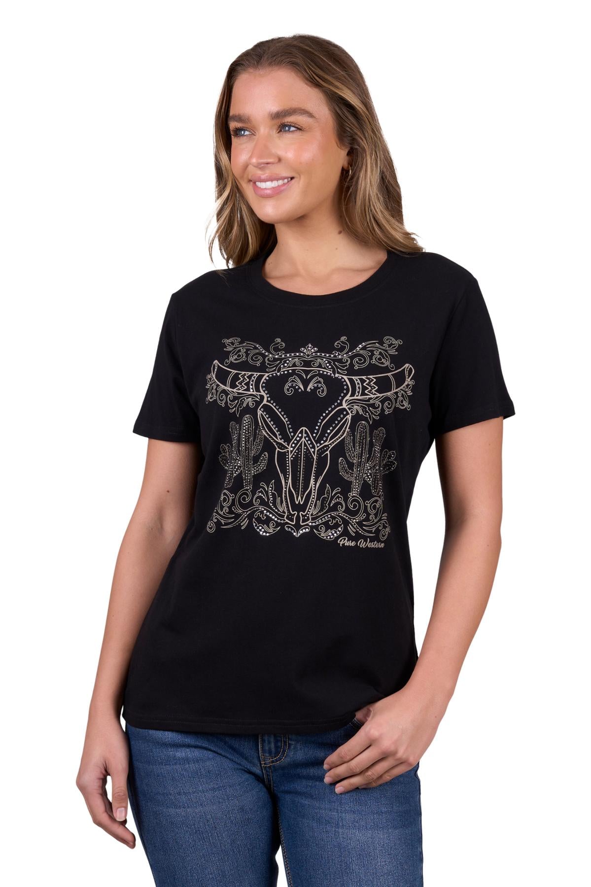 Pure Western Women’s Jocelyn Short Sleeve Tee - Black