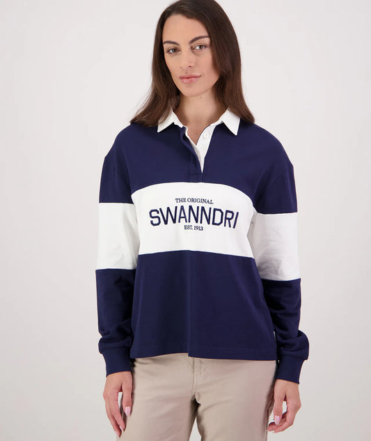 Swanndri Women's Kimbell Long Sleeve Rugby Top - Navy
